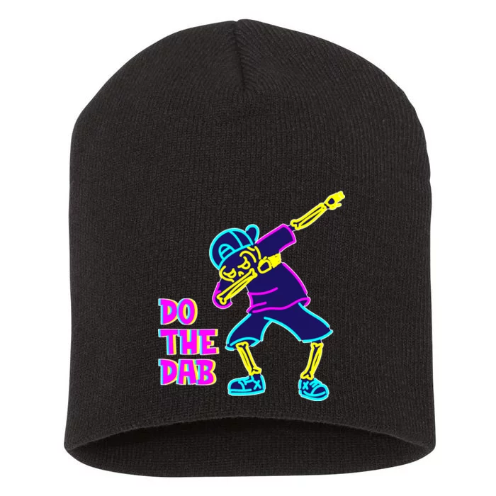 Retro Do the Dab Neon Skeleton Short Acrylic Beanie