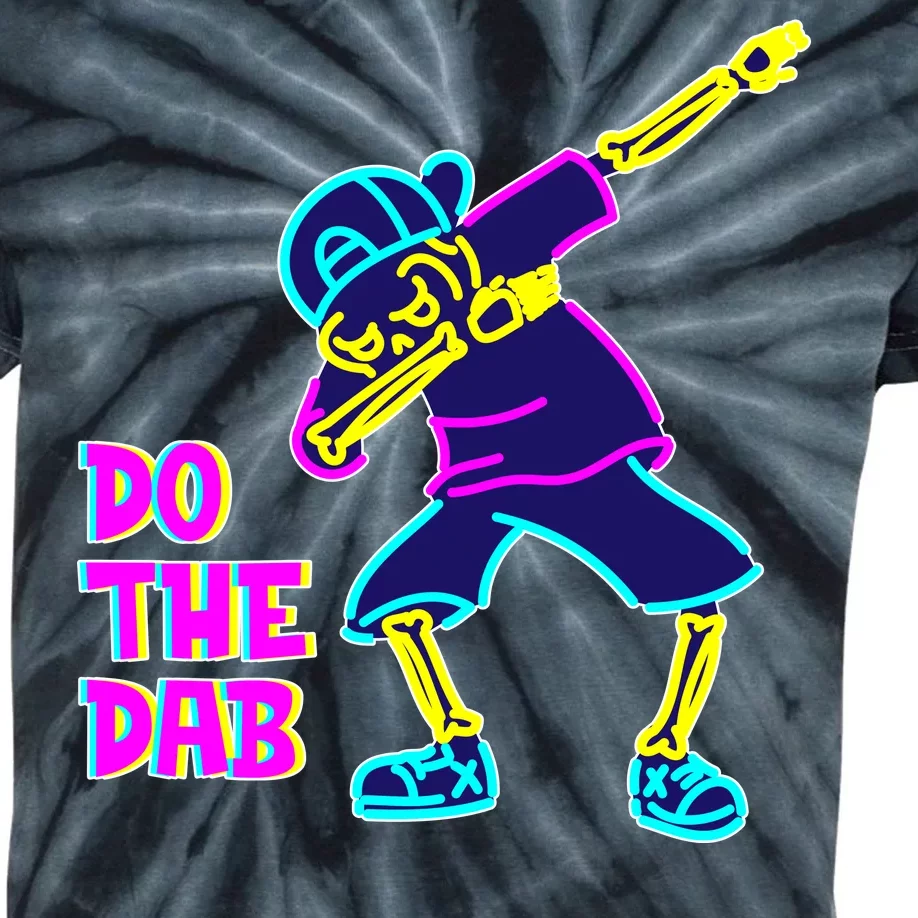 Retro Do the Dab Neon Skeleton Kids Tie-Dye T-Shirt