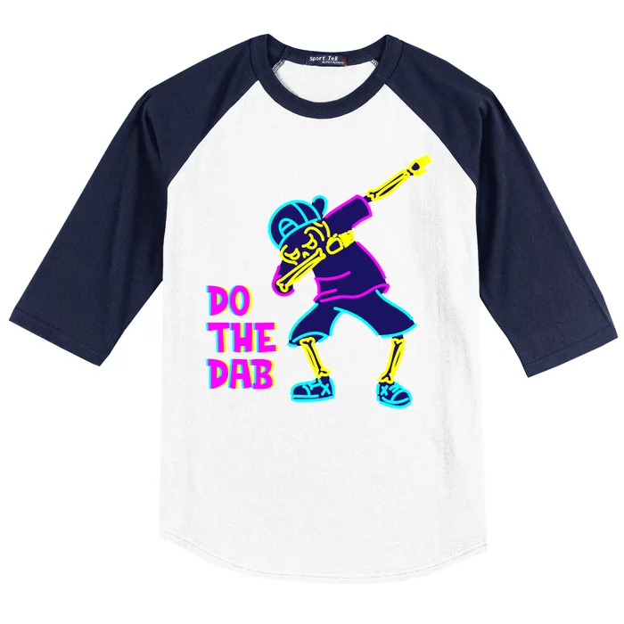 Retro Do the Dab Neon Skeleton Baseball Sleeve Shirt