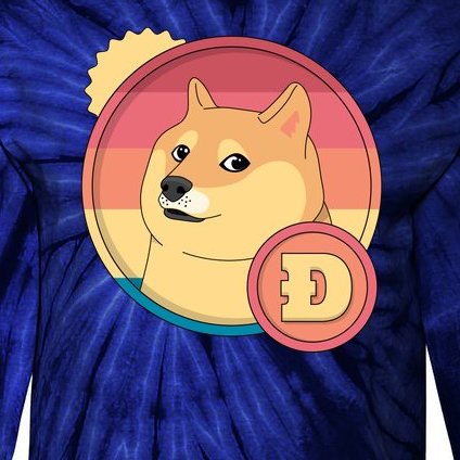 Retro DogeCoin Tie-Dye Long Sleeve Shirt