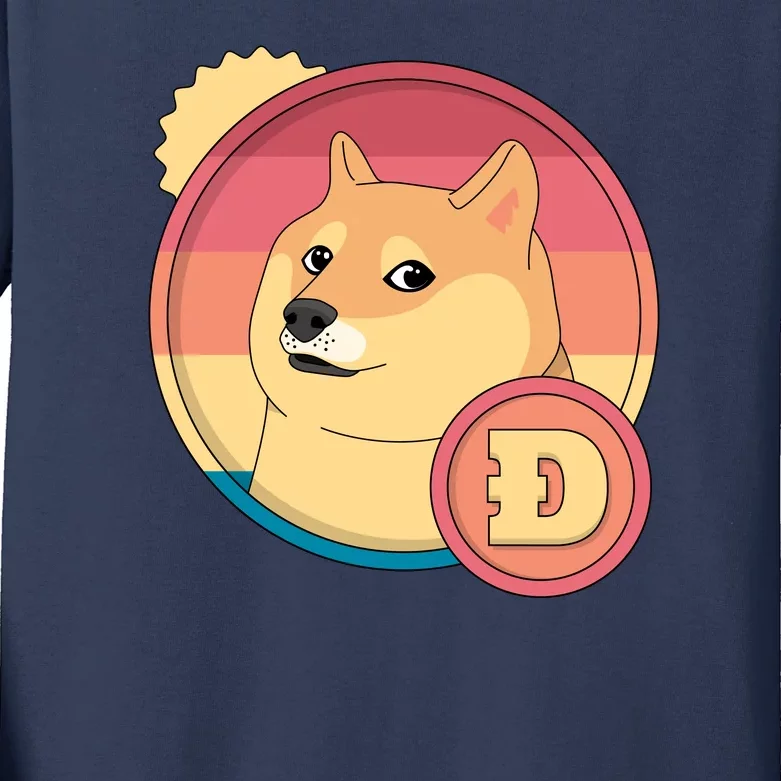 Retro DogeCoin Kids Long Sleeve Shirt