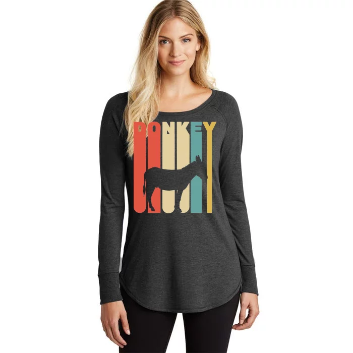 Retro Donkey Logo Women's Perfect Tri Tunic Long Sleeve Shirt