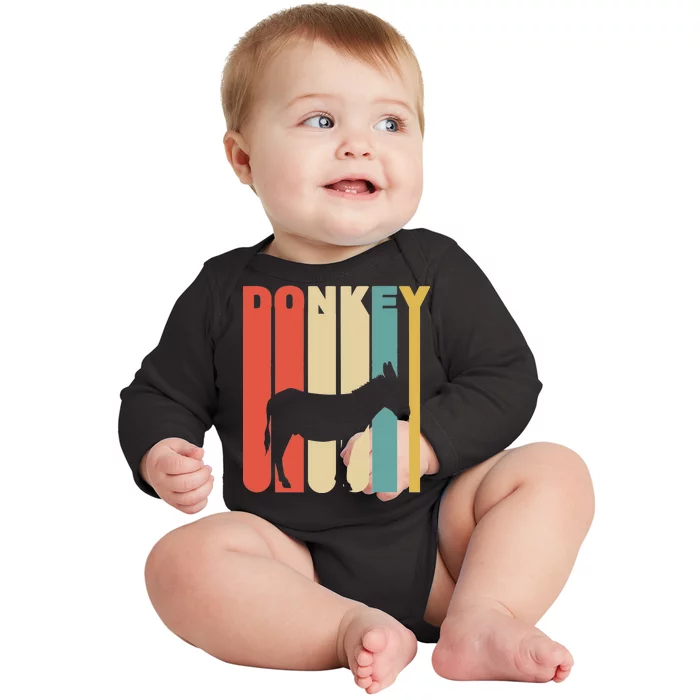 Retro Donkey Logo Baby Long Sleeve Bodysuit