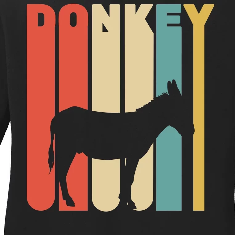 Retro Donkey Logo Ladies Long Sleeve Shirt