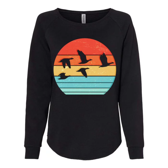 Retro Duck Hunting Sunset Womens California Wash Sweatshirt