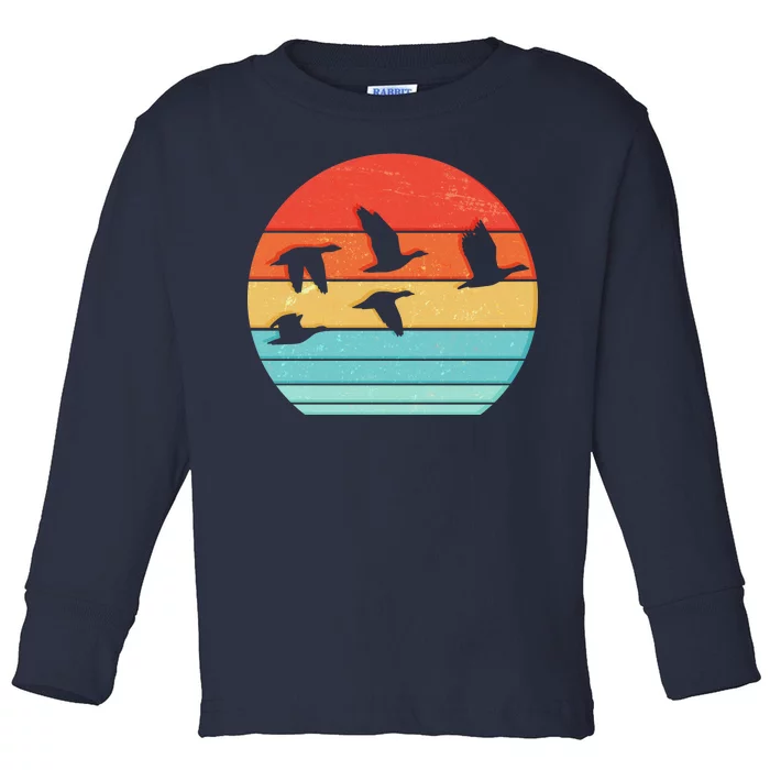 Retro Duck Hunting Sunset Toddler Long Sleeve Shirt