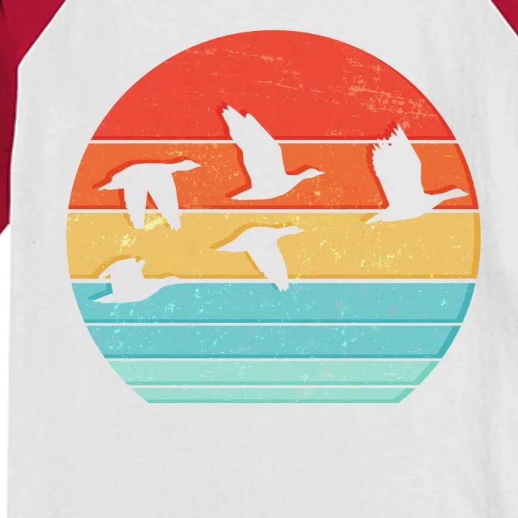 Retro Duck Hunting Sunset Kids Colorblock Raglan Jersey