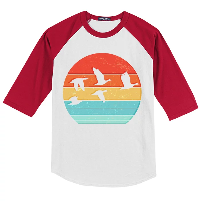 Retro Duck Hunting Sunset Kids Colorblock Raglan Jersey