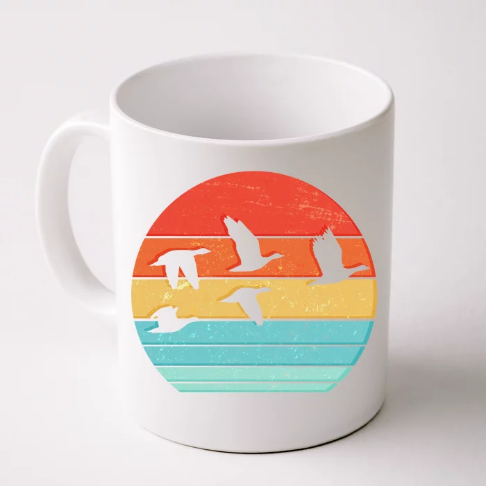 Retro Duck Hunting Sunset Front & Back Coffee Mug