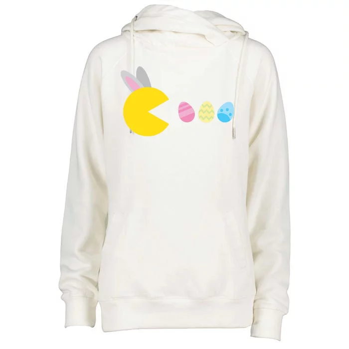 Retro Easter Egg Hunt Game Womens Funnel Neck Pullover Hood