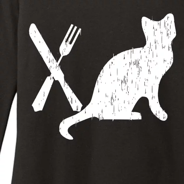 Retro Eat Pussy Funny Cat Spoon Womens CVC Long Sleeve Shirt