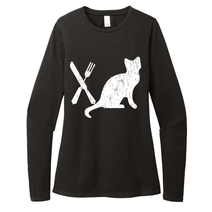 Retro Eat Pussy Funny Cat Spoon Womens CVC Long Sleeve Shirt