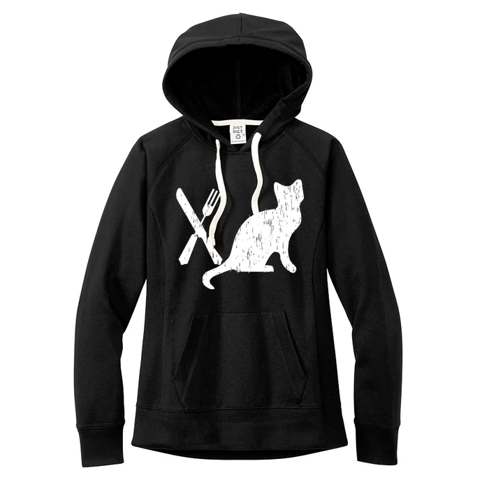 Retro Eat Pussy Funny Cat Spoon Women's Fleece Hoodie