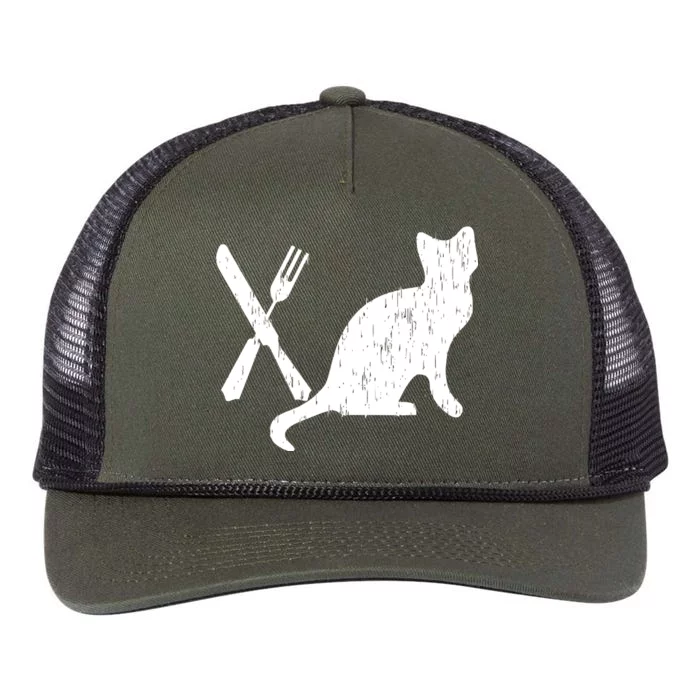 Retro Eat Pussy Funny Cat Spoon Retro Rope Trucker Hat Cap