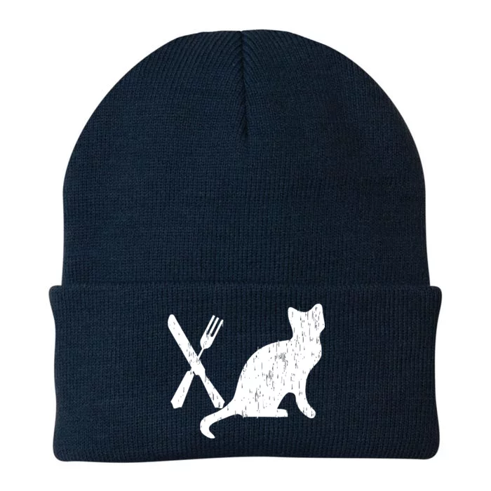 Retro Eat Pussy Funny Cat Spoon Knit Cap Winter Beanie