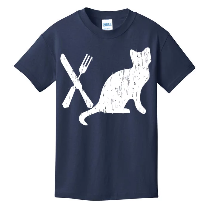 Retro Eat Pussy Funny Cat Spoon Kids T-Shirt