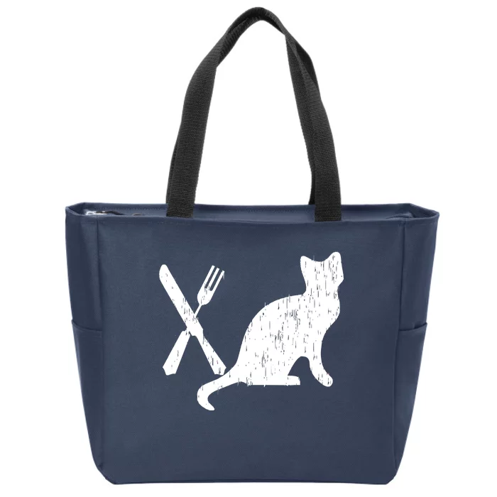 Retro Eat Pussy Funny Cat Spoon Zip Tote Bag