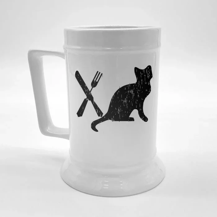 Retro Eat Pussy Funny Cat Spoon Front & Back Beer Stein