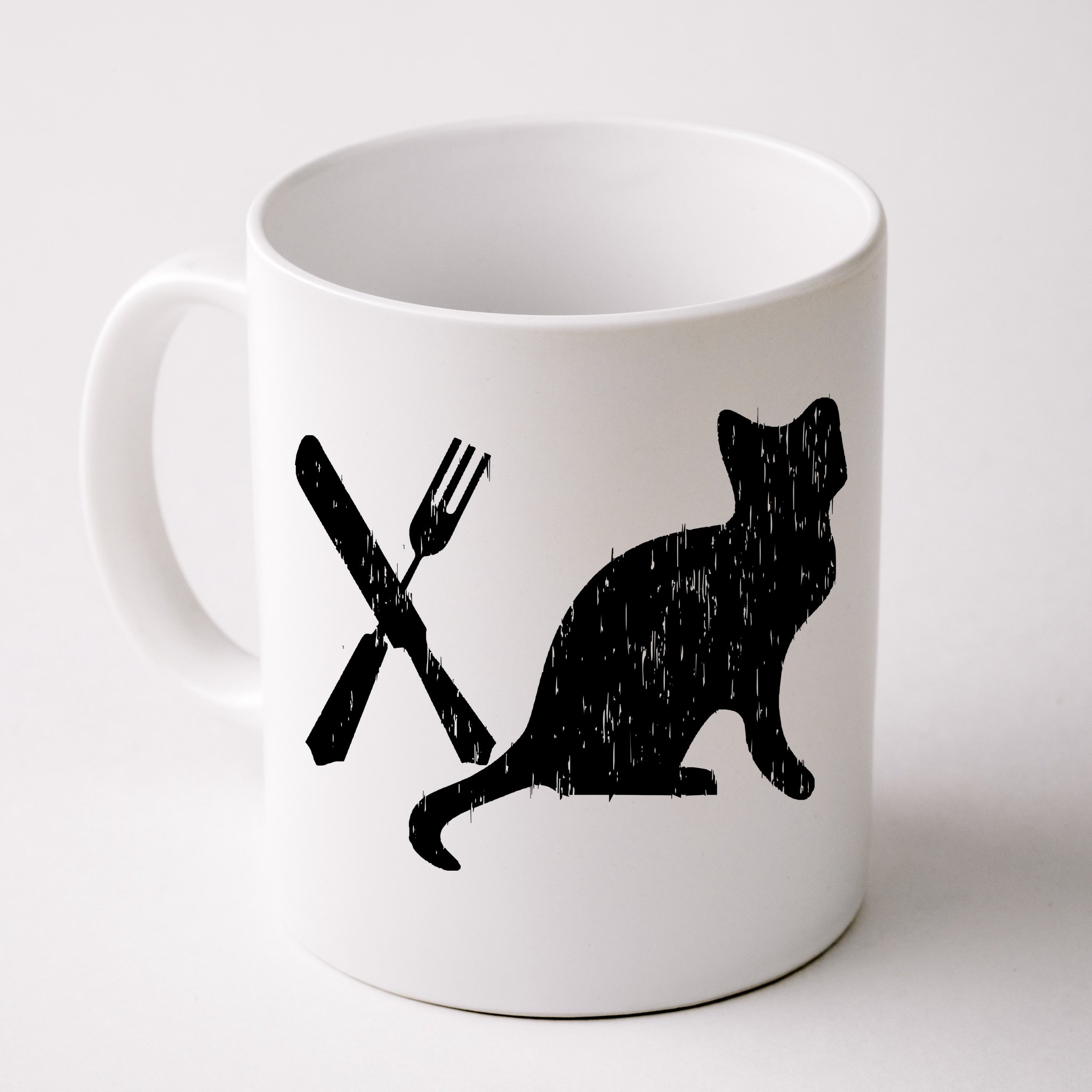 Retro Eat Pussy Funny Cat Spoon Front & Back Coffee Mug | TeeShirtPalace