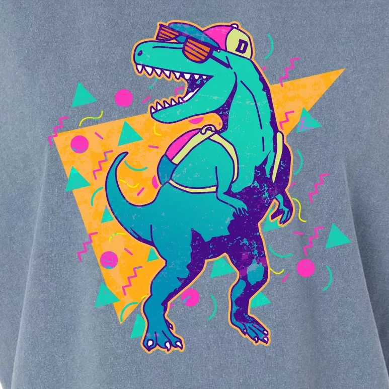 Retro Eighties Nineties Back to School TRex Dinosaur Garment-Dyed Women's Muscle Tee