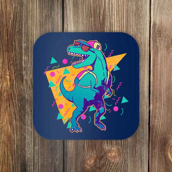 Retro Eighties Nineties Back to School TRex Dinosaur Coaster