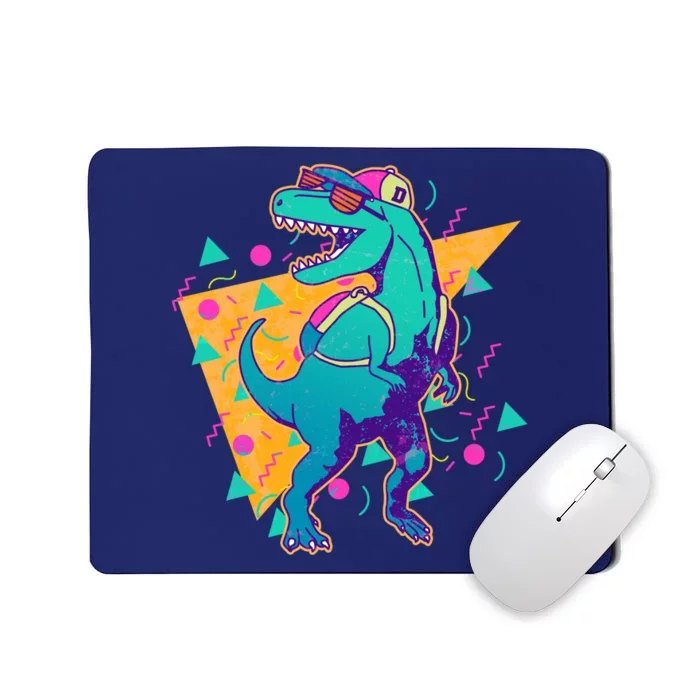 Retro Eighties Nineties Back to School TRex Dinosaur Mousepad