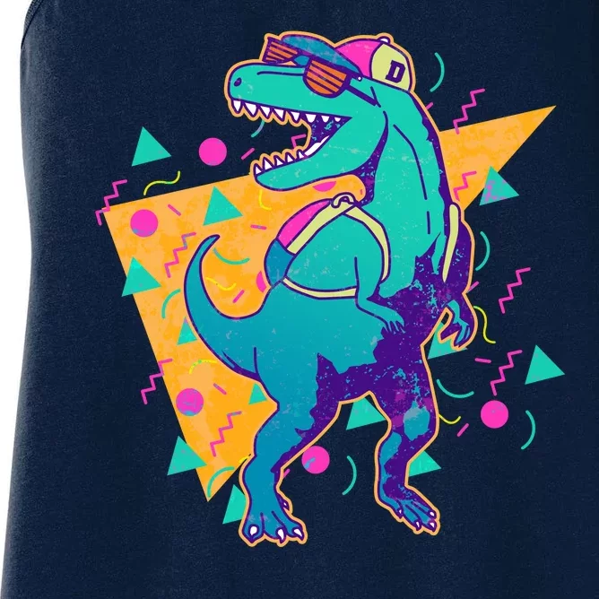 Retro Eighties Nineties Back to School TRex Dinosaur Women's Racerback Tank