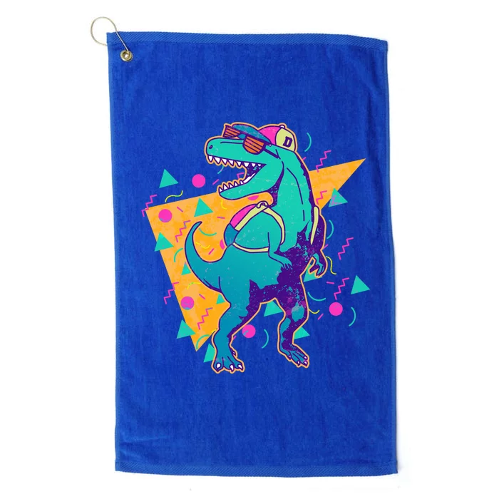 Retro Eighties Nineties Back to School TRex Dinosaur Platinum Collection Golf Towel