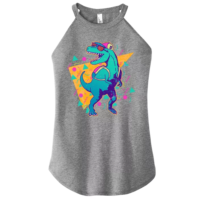 Retro Eighties Nineties Back to School TRex Dinosaur Women’s Perfect Tri Rocker Tank