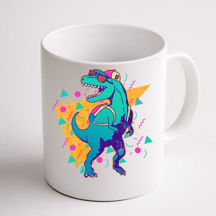 Retro Eighties Nineties Back to School TRex Dinosaur Front & Back Coffee Mug