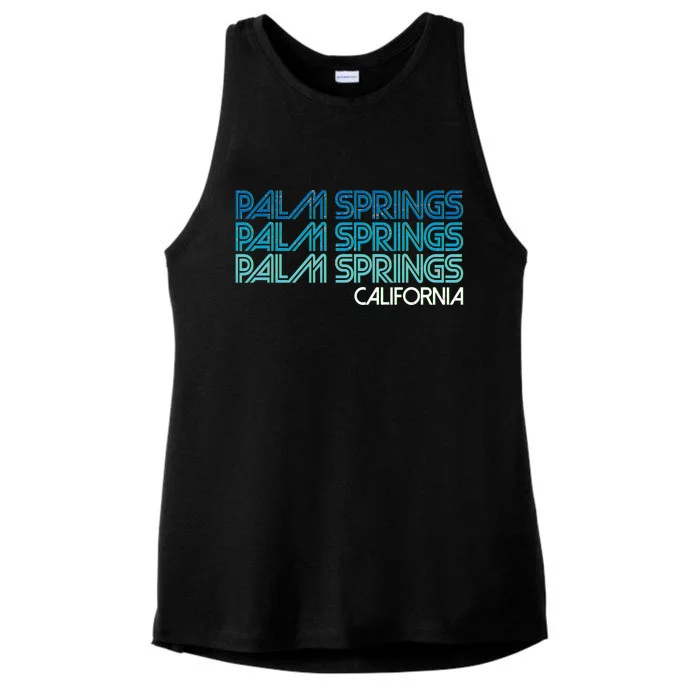 Retro Eighties Palm Springs California Ladies Tri-Blend Wicking Tank