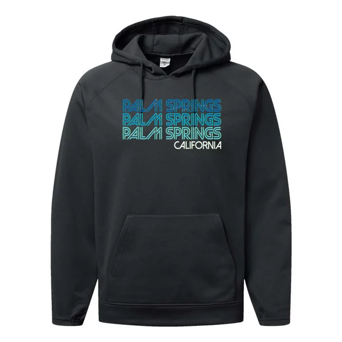 Retro Eighties Palm Springs California Performance Fleece Hoodie