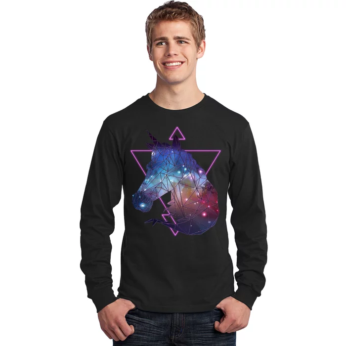 Retro Eighties Polygon Galaxy Unicorn Long Sleeve Shirt