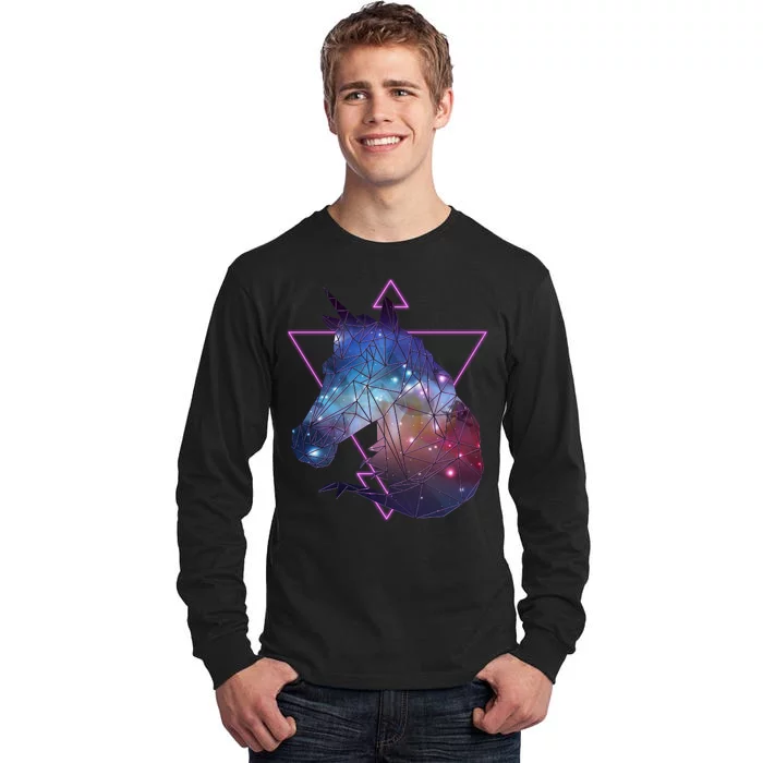 Retro Eighties Polygon Galaxy Unicorn Tall Long Sleeve T-Shirt