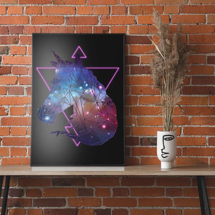 Retro Eighties Polygon Galaxy Unicorn Poster