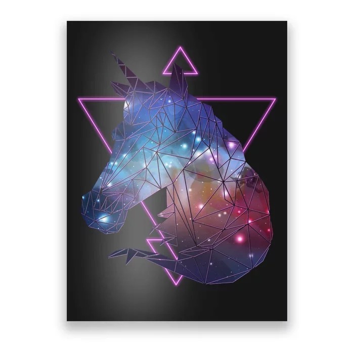 Retro Eighties Polygon Galaxy Unicorn Poster