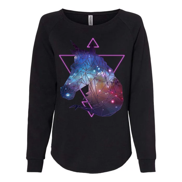 Retro Eighties Polygon Galaxy Unicorn Womens California Wash Sweatshirt