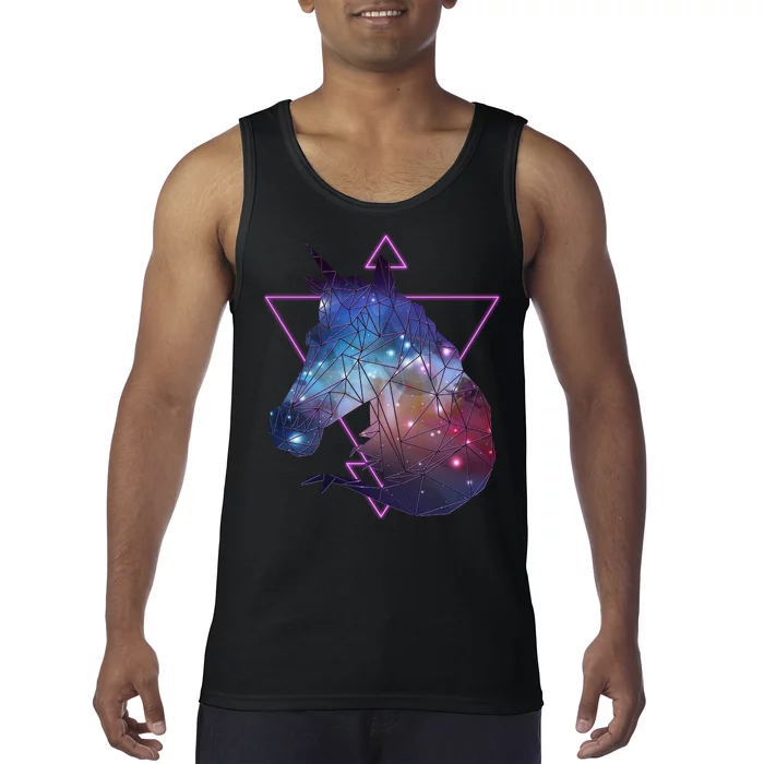 Retro Eighties Polygon Galaxy Unicorn Tank Top