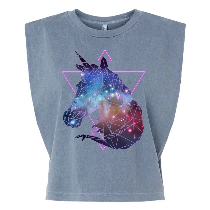 Retro Eighties Polygon Galaxy Unicorn Garment-Dyed Women's Muscle Tee