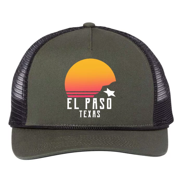 Retro El Paso Texas Sunset Retro Rope Trucker Hat Cap