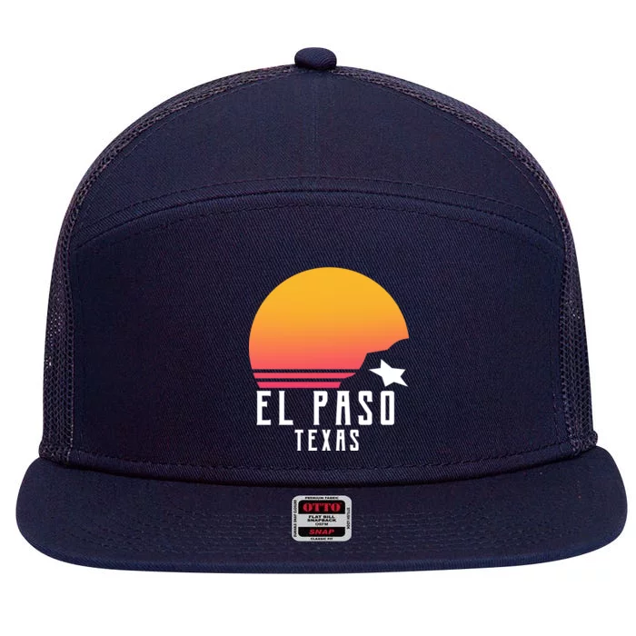 Retro El Paso Texas Sunset 7 Panel Mesh Trucker Snapback Hat