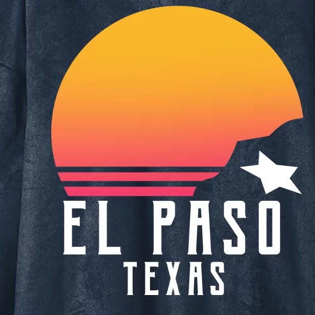 Retro El Paso Texas Sunset Hooded Wearable Blanket