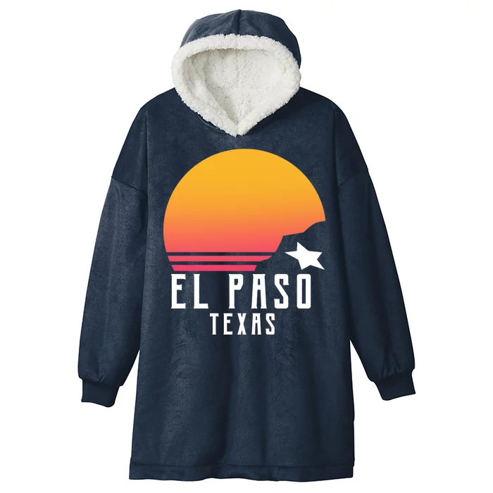 Retro El Paso Texas Sunset Hooded Wearable Blanket