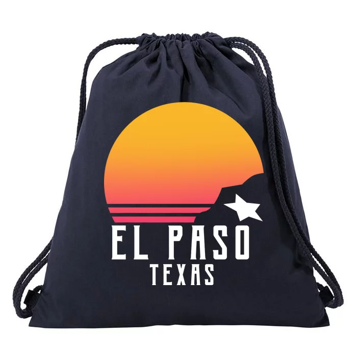 Retro El Paso Texas Sunset Drawstring Bag