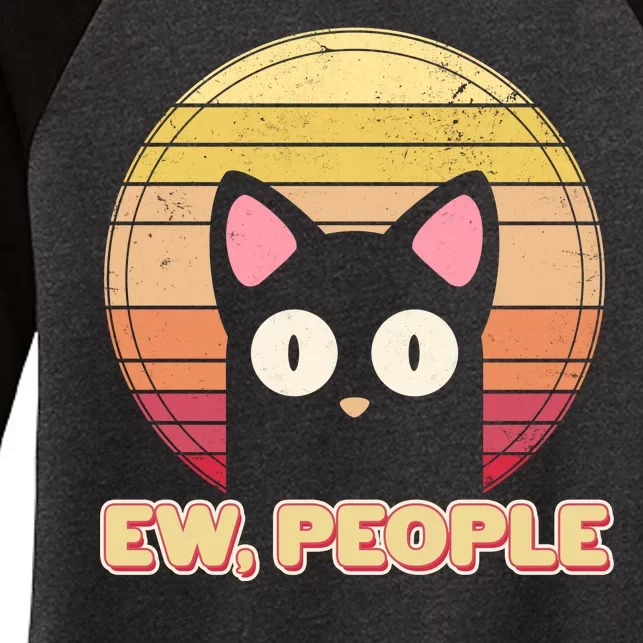 Retro Ew People Funny Cat Women's Tri-Blend 3/4-Sleeve Raglan Shirt