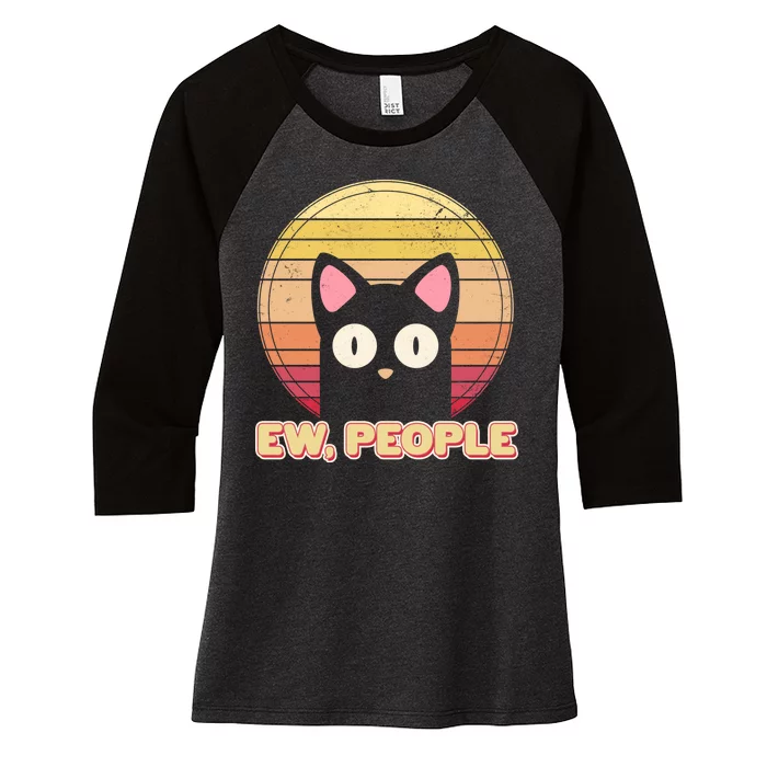 Retro Ew People Funny Cat Women's Tri-Blend 3/4-Sleeve Raglan Shirt