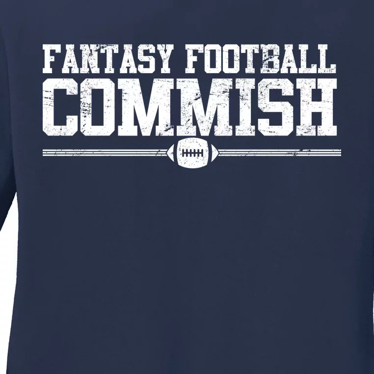 Retro Fantasy Football Commish Funny Sports Ladies Long Sleeve Shirt