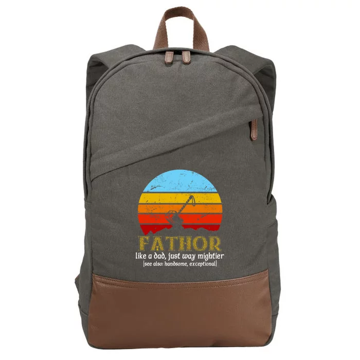 Retro Fathor Like Dad Just Way Mightier Cotton Canvas Backpack