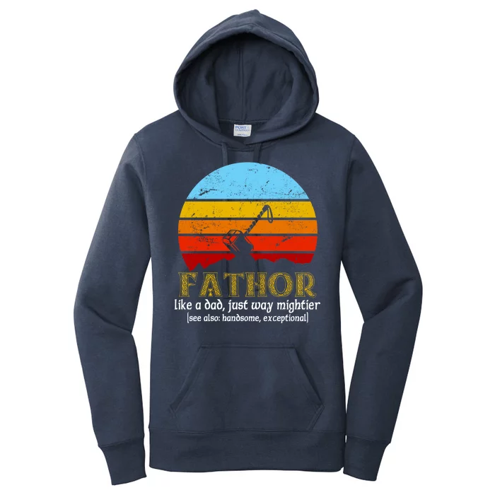 Retro Fathor Like Dad Just Way Mightier Women's Pullover Hoodie