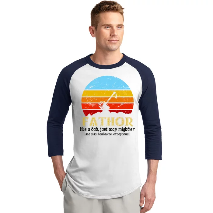 Retro Fathor Like Dad Just Way Mightier Baseball Sleeve Shirt